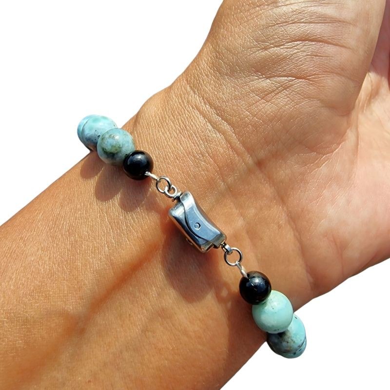 Larimar karkötő fekete turmalinnal - Image 3