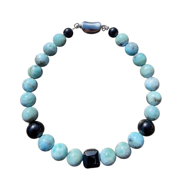 Larimar karkötő fekete turmalinnal - Image 4