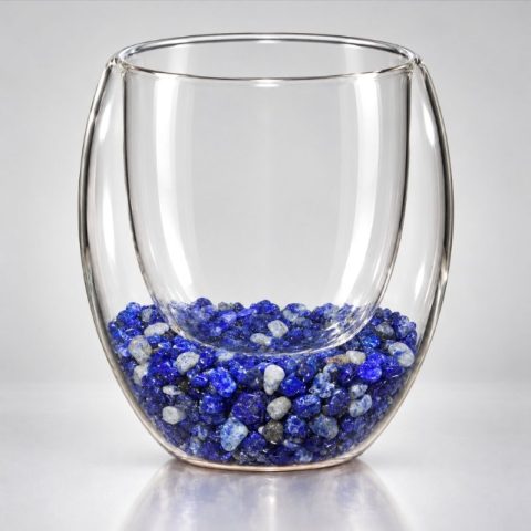 Lapis lazuli duplafalú üvegpohár 2,5 dl