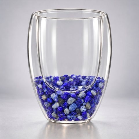Lapis lazuli duplafalú üvegpohár 3,5 dl